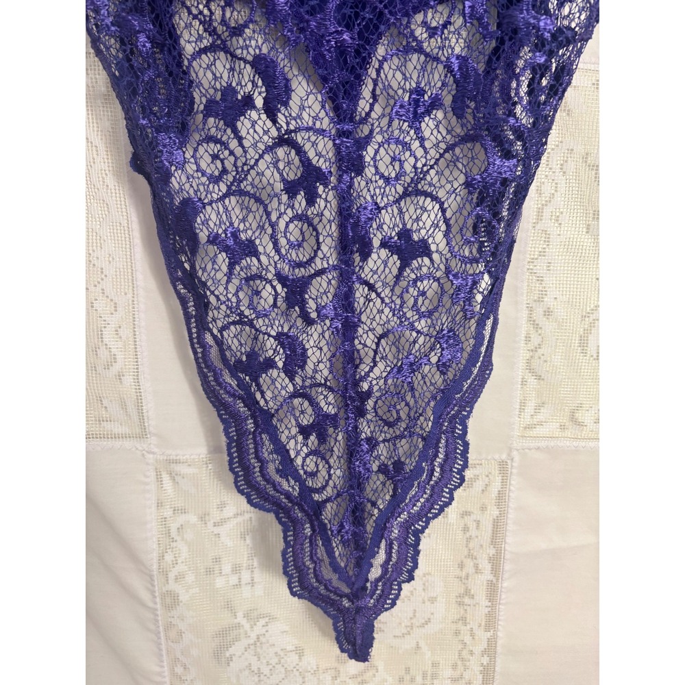 VTG Victoria's Secret Gold Label Purple Lace Teddy Bodysuit Size 36B - Picture 5 of 13